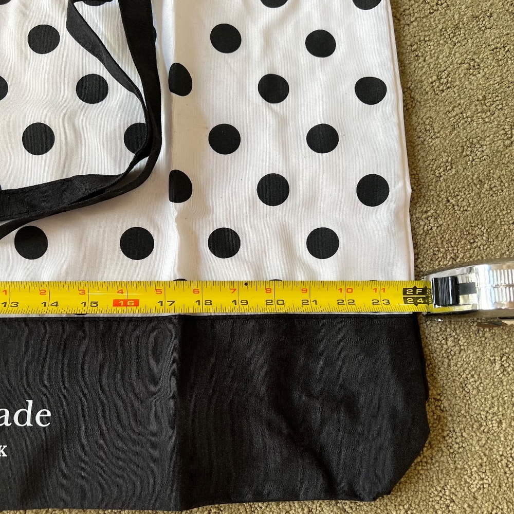 KATE SPADE LARGE CANVAS/NYLON TOTE WHITE BLACK DOT NEW in plastic - Picture 5 of 10